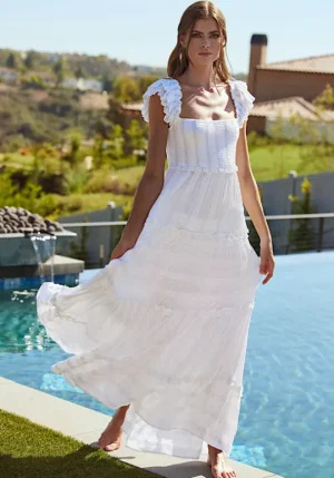 PQ Swim Victoria Dress White Waterlily Sale