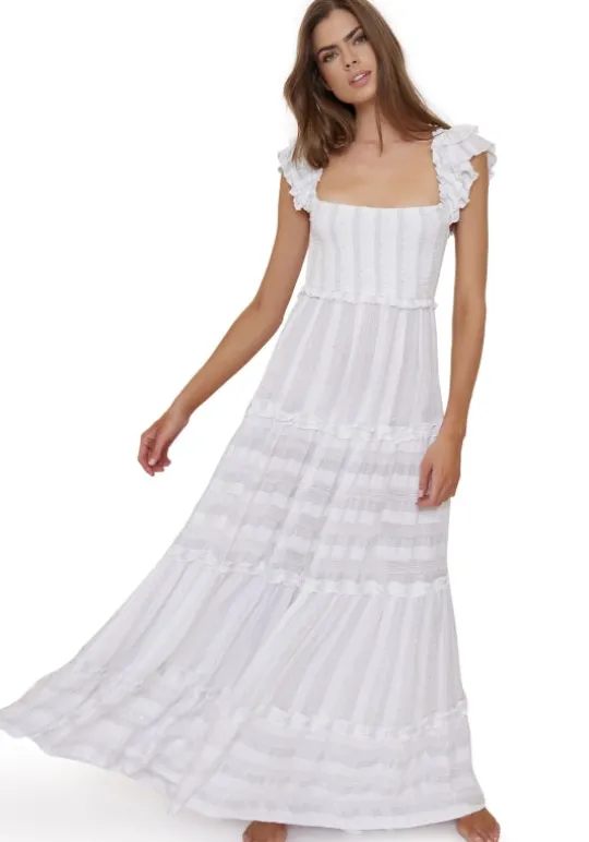 PQ Swim Victoria Dress White Waterlily Sale