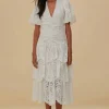 Farm Rio Eyelet Midi Dress White Discount