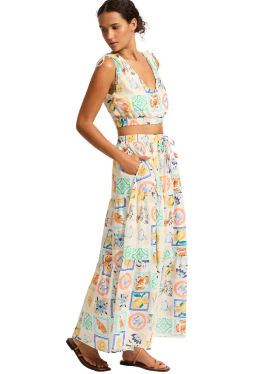 Seafolly Wish You Were Here Maxi Skirt New