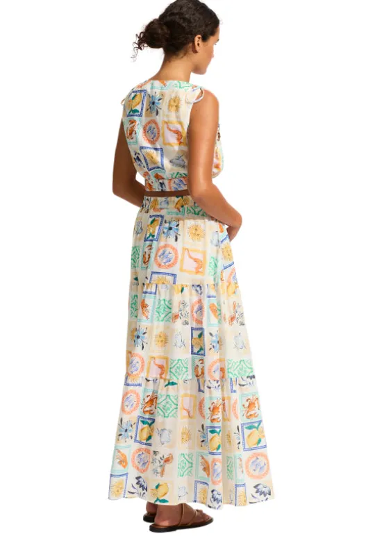 Seafolly Wish You Were Here Maxi Skirt New