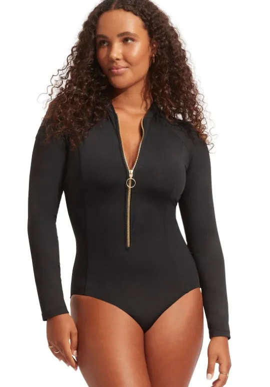 Seafolly Zipfront Surfsuit Black Online